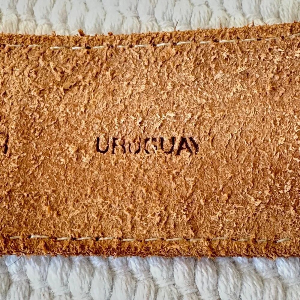 John Henry Woman’s Natural Harness‎ Leather Belt Aligator Embossed Print Size 34